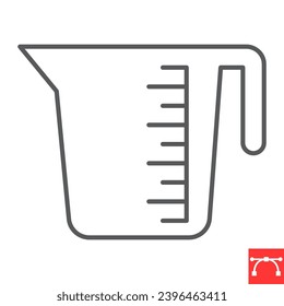 Measuring cup line icon, kitchen and kitchenware, measuring cup vector icon, vector graphics, editable stroke outline sign, eps 10