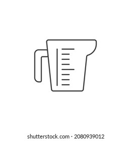 Measuring cup line outline icon. Thin linear measuring cup outline icon isolated on white background from kitchen collection. Line vector measuring cup sign, symbol for web and mobile