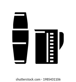 measuring cup and mixer for make coffee cocktail glyph icon vector. isolated contour symbol black illustration