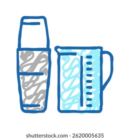 measuring cup and mixer for make coffee cocktail doodle icon sketch vector. measuring cup and mixer for make coffee cocktail sign. isolated symbol illustration