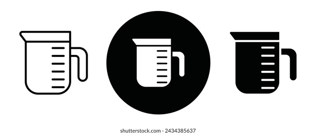 Measuring cup outline icon collection or set. Measuring cup Thin vector line art