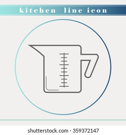 Measuring Cup outline thin line icon. Household appliance, kitchen and restaurant accessories, equipment, cooking utensil, cutlery tools, kitchenware and cookware for food preparation. Flat design.
