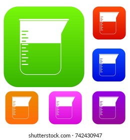 Measuring cup set icon color in flat style isolated on white. Collection sings vector illustration