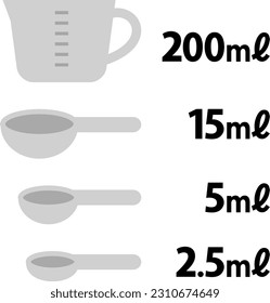 Measuring cup and measuring spoon icon set