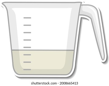 Measuring cup sticker on white background illustration