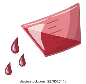 Measuring cup with syrup. Medicine, pharmacy and healthcare concept. Isolated vector illustration for flyer, poster, banner.