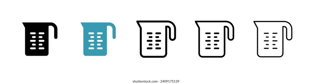 Measuring cup vector icon set. Liquid scale vector symbol for UI design.