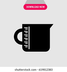 Measuring Cup Vector Icon, The symbol of special cup for liquids measuring. Simple, modern flat vector illustration for mobile app, website or desktop app 