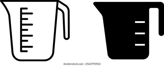 "Measuring Cup Vector Line Icon Set – Kitchen and Cooking Symbols"