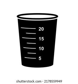 Measuring cup. Vessel for measuring dry or liquid ingredients for cooking or medicine. Tableware simple style detailed logo icon vector illustration isolated.