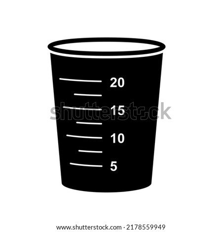 Measuring cup. Vessel for measuring dry or liquid ingredients for cooking or medicine. Tableware simple style detailed logo icon vector illustration isolated.
