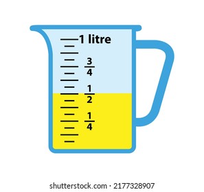 Messbecher mit einer Flüssigkeitsmenge von 500 ml. Farbe. mit Messskala.
Becher für chemische Experimente im Labor. Vektorgrafik