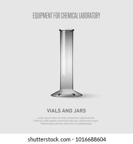 A measuring cylinder. Equipment for chemical laboratory. Transparent glass measuring cylinder. Vector illustration