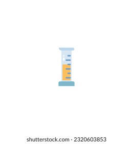Measuring Cylinder Flat Icon - Science and Chemical Elements Icon Vector Illustration Isolated.