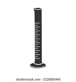 Measuring Cylinder Icon Silhouette Illustration. Research Biology Tube Vector Graphic Pictogram Symbol Clip Art. Doodle Sketch Black Sign.
