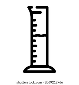 Messzylinder-Zeilensymbol, Vektorgrafik. Messzylinder isoliertes Kontursymbol
