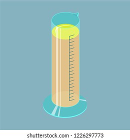 measuring cylinder vector isometric icon on gray background
