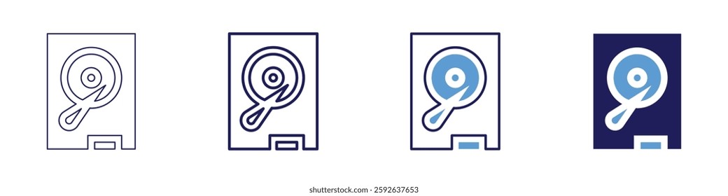 Measuring device icon in 4 different styles. Thin Line, Line, Bold Line, Duotone. Duotone style. Editable stroke.