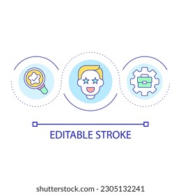 Measuring employee satisfaction loop concept icon. Worker productivity assessment abstract idea thin line illustration. Gathering data. Isolated outline drawing. Editable stroke. Arial font used