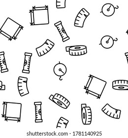 Measuring Equipment Vector Seamless Pattern Thin Line Illustration