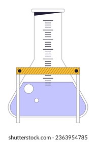 Measuring flax with liquid flat line color isolated vector object. Chemistry. Editable clip art image on white background. Simple outline cartoon spot illustration for web design