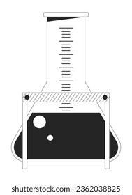 Measuring flax with liquid flat monochrome isolated vector object. Chemistry. Editable black and white line art drawing. Simple outline spot illustration for web graphic design