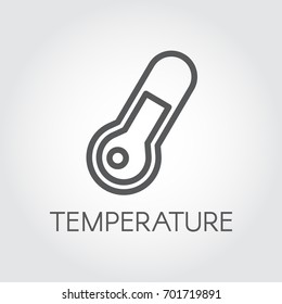 Measuring food temperature icon in linear style. Kitchen thermometer graphic contour symbol. Simplicity outline image. Vector illustration