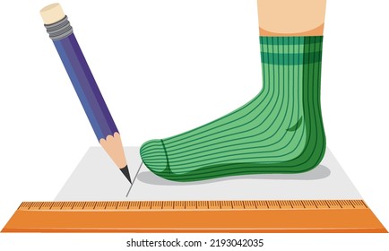 Measuring Foot Size Vector Illustration