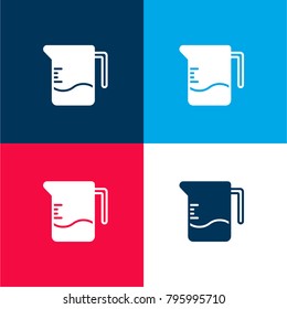 Measuring four color material and minimal icon logo set in red and blue