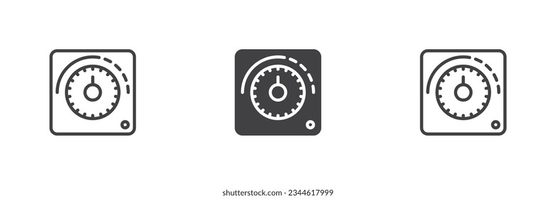 Measuring gauge scale different style icon set. Line, glyph and filled outline colorful version, outline and filled vector sign. Symbol, logo illustration. Vector graphics
