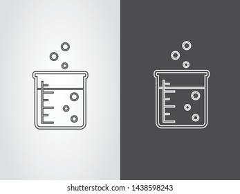 Measuring Glass Beaker Lab Glassware Boiling Liquid Formula Chemistry Icon Outline Black White
