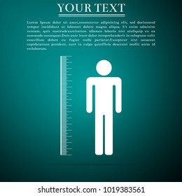 Measuring height body icon isolated on green background. Flat design. Vector Illustration