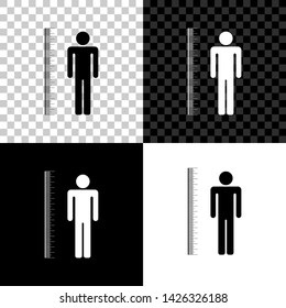 Measuring height body icon isolated on black, white and transparent background. Vector Illustration