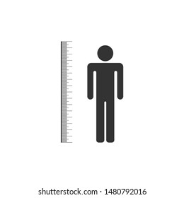 Measuring height body icon isolated. Flat design. Vector Illustration