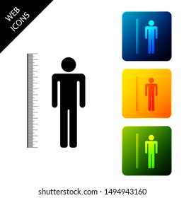 Measuring height body icon isolated. Set icons colorful square buttons. Vector Illustration