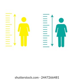  Measuring height body icon isolated on white background. Set icons colorful. Vector