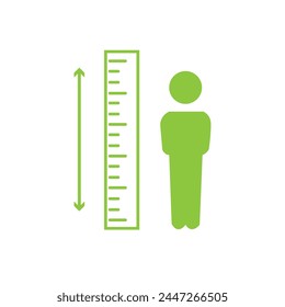  Measuring height body icon isolated on white background. Set icons colorful. Vector