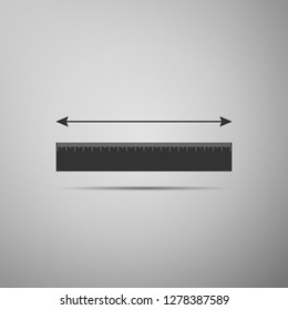 The measuring height and length icon isolated on grey background. Ruler, straightedge, scale symbol. Flat design. Vector Illustration