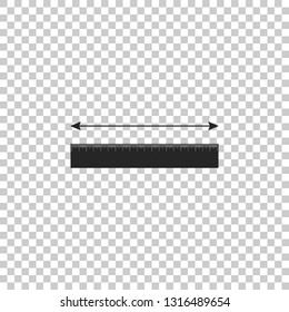 The measuring height and length icon isolated on transparent background. Ruler, straightedge, scale symbol. Flat design. Vector Illustration