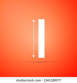 The measuring height and length icon isolated on orange background. Ruler, straightedge, scale symbol. Flat design. Vector Illustration