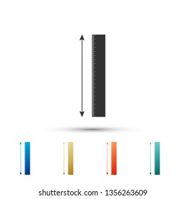 The measuring height and length icon isolated on white background. Ruler, straightedge, scale symbol. Set elements in color icons. Vector Illustration