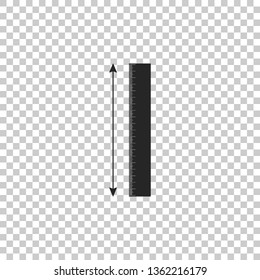 The measuring height and length icon isolated on transparent background. Ruler, straightedge, scale symbol. Flat design. Vector Illustration