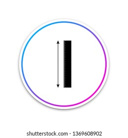 The measuring height and length icon isolated on white background. Ruler, straightedge, scale symbol. Circle white button. Vector Illustration