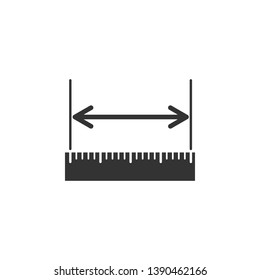 The measuring height and length icon isolated. Ruler, straightedge, scale symbol. Flat design. Vector Illustration