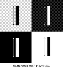 The measuring height and length icon isolated on black, white and transparent background. Ruler, straightedge, scale symbol. Vector Illustration
