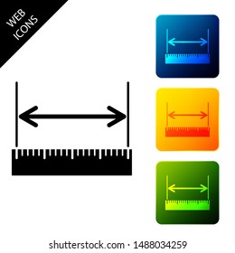 The measuring height and length icon isolated on white background. Ruler, straightedge, scale symbol. Set icons colorful square buttons. Vector Illustration