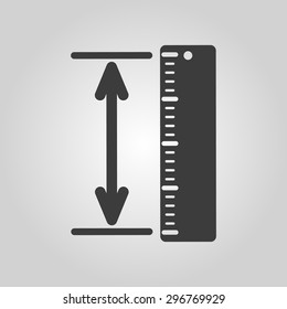 The measuring height and length icon. Ruler, straightedge, scale symbol. Flat Vector illustration