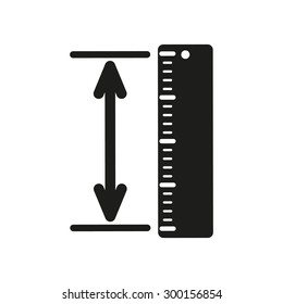 The measuring height and length icon. Ruler, straightedge, scale symbol. Flat Vector illustration