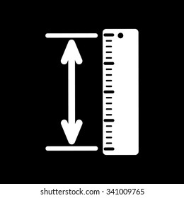 The measuring height and length icon. Ruler, straightedge, scale symbol. Flat Vector illustration
