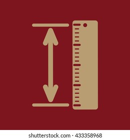 The measuring height and length icon. Ruler, straightedge, scale symbol. Flat Vector illustration